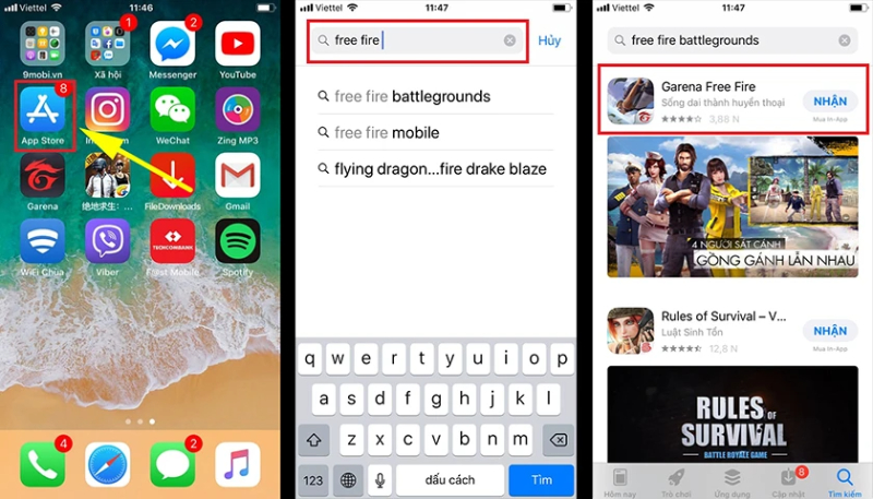 Cách tải Free Fire cho điện thoại hệ điều hành IOS