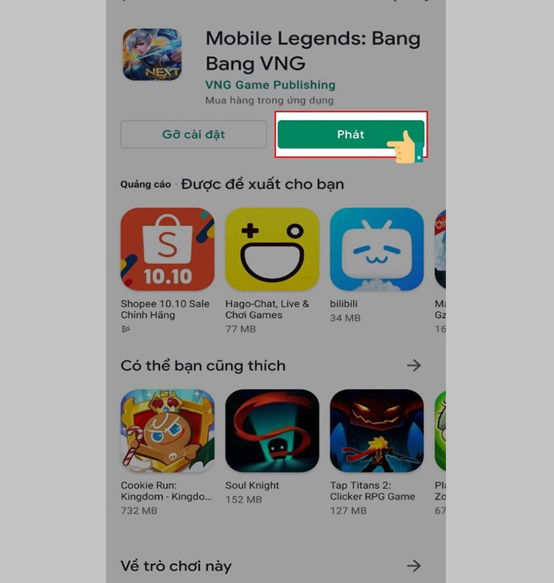 Mở app bang bang