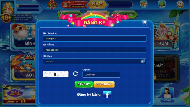 Cách đăng ký Bắn cá rồng