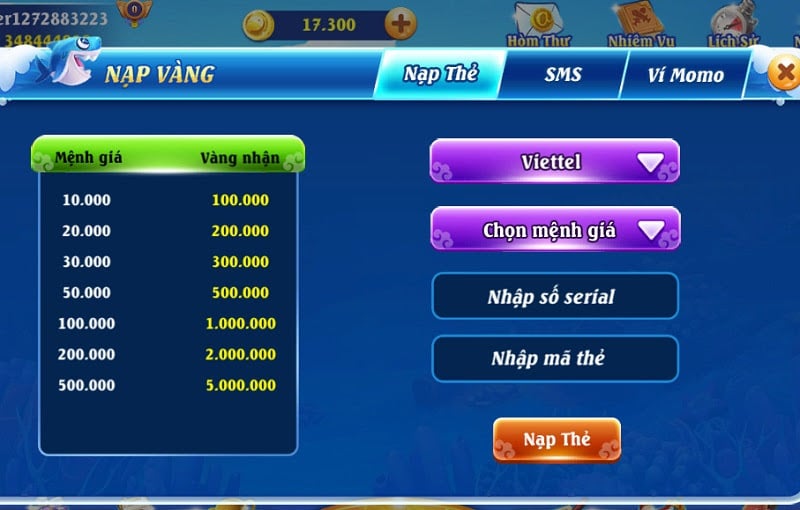 Cách nạp tiền vào account