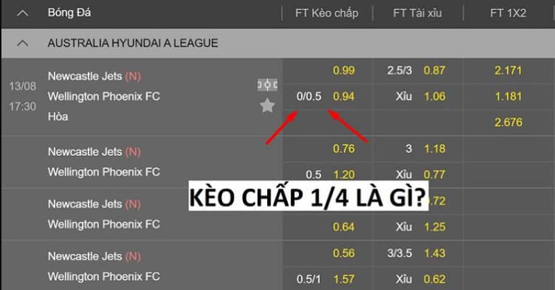Chơi kèo 1/4 cả trận (FT)