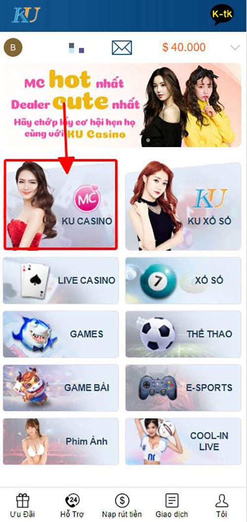 Truy cập vào sảnh xóc đĩa của nhà cái Kubet